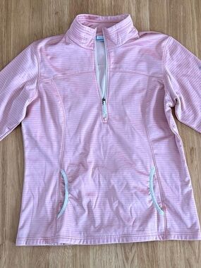 EUC Columbia Women’s Layer First II Stripe 1/2 Zip Pullover - Pink - Size XL